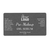 グレー紙テクスチャのプリメイクアップ血清ラベル ラベル (正面)