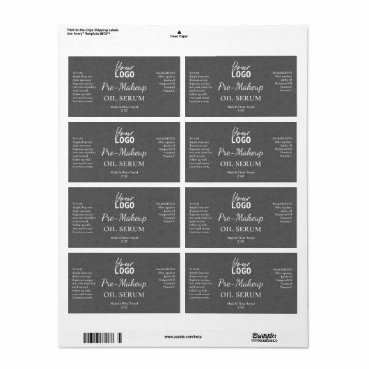 グレー紙テクスチャのプリメイクアップ血清ラベル ラベル (フルシート)