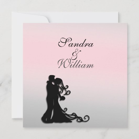 グレー素晴らしとピンクの結婚式招待状 招待状 (裏面)