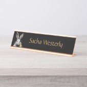 グレー素晴らしラビットオンファイアパーソナル デスクネームプレート (正面)