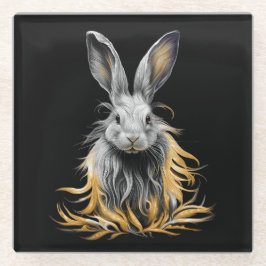 グレー素晴らしラビットオンファイア ガラスコースター