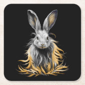 グレー素晴らしラビットオンファイア スクエアペーパーコースター (正面)