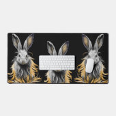 グレー素晴らしラビットオンファイア デスクマット (キーボード&マウス)