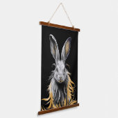 グレー素晴らしラビットオンファイア 吊り下げ型タペストリー (傾斜あり)