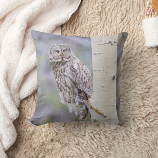 グレー素晴らし《植物》アスペンツリーブランチ クッション (ブランケット)