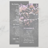 グレー素朴とピンクツリーブランチ結婚式 プログラム (正面/裏面)