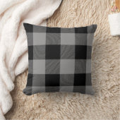 グレー素朴とブラックバッファローチェックのプレイド クッション (ブランケット)