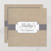 グレー素朴とベージュ・バーラップ第1陣 招待状 (正面/裏面)