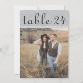 グレー素朴の結婚フォトテーブル番号 招待状 (正面)