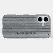 グレー素朴ウッドの板のパーソナライズされた名前 Case-Mate iPhoneケース (裏面 (横))