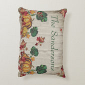 グレー素朴ウッドオータムオレンジカボチャ秋離れ アクセントクッション (裏面(縦))