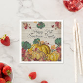 グレー素朴ウッドオータムオレンジカボチャ紅葉 スタンダードカクテルナプキン (インサイチュ)