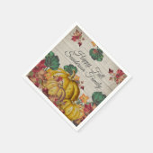 グレー素朴ウッドオータムオレンジカボチャ紅葉 スタンダードカクテルナプキン (角)