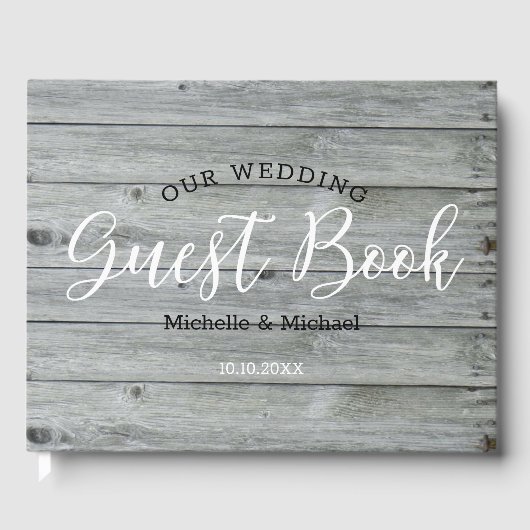 グレー素朴ウッドカントリー結婚式 ゲストブック (正面)