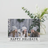 グレー素朴ウッドクリスマスハッピーホリデーズ写真 シーズンカード (スタンド正面)
