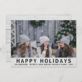 グレー素朴ウッドクリスマスハッピーホリデーズ写真 シーズンカード (正面/裏面)
