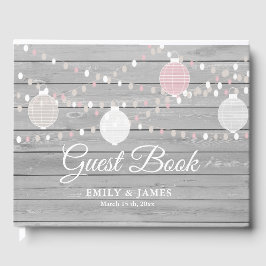 グレー素朴ウッドストリングラ結婚イツゲストブック ゲストブック