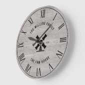 グレー素朴ウッドテクスチャファムハウスローマ数字 ラージ壁時計 (傾斜)