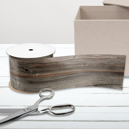 グレー素朴ウッドトーンサテンリボン サテンリボン