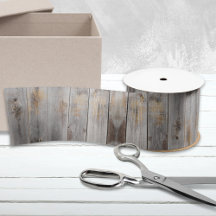 グレー素朴ウッドトーンプランクサテンリボン