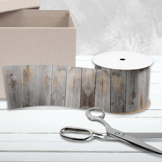 グレー素朴ウッドトーンプランクサテンリボン サテンリボン