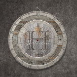 グレー素朴ウッドトーンモノグラム ダーツボード<br><div class="desc">このグレー素朴ウッドトーンモノグラムダーツボードは素晴らしあなたの家族のゲームルームに追加されている。おもしろいゲーム時間エンターテイメント。カスタマイズお名前でシミュレーション木材グラフィックデザイン。</div>