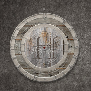 グレー素朴ウッドトーンモノグラム ダーツボード