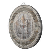 グレー素朴ウッドトーンモノグラム ダーツボード (正面右)