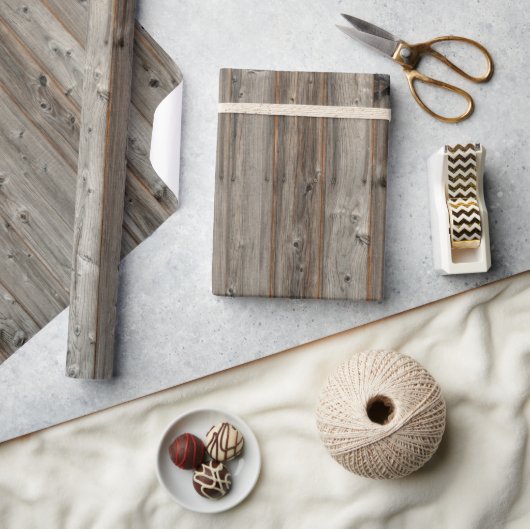 グレー素朴ウッドトーンラッピング紙 ラッピングペーパー (クラフト)