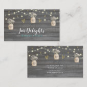 グレー素朴ウッドライト&メイスンジャーの花 名刺 (正面/裏面)