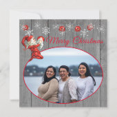 グレー素朴ウッドレッド小妖精や小人ヴィンテージメリークリスマス (正面)