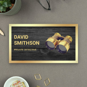 グレー素朴ウッド私立探偵 名刺