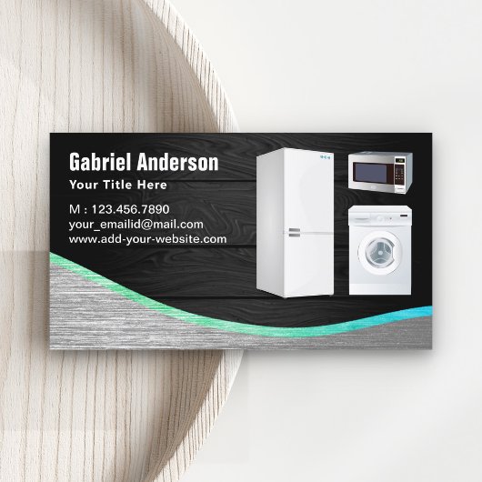 グレー素朴ウッド鋼家電修理 名刺