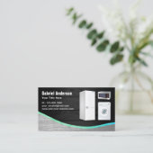 グレー素朴ウッド鋼家電修理 名刺 (スタンド正面)