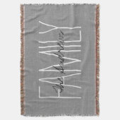 グレー素朴シックファミリーモノグラム スローブランケット (正面縦)