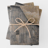 グレー素朴セピアバーンヴィンテージテクスチャ ラッピングペーパーシート (インサイチュ)