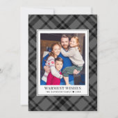 グレー素朴タータンチェックプレイド暖かい願い写真 シーズンカード (正面)