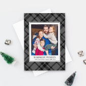 グレー素朴タータンチェックプレイド暖かい願い写真 シーズンカード