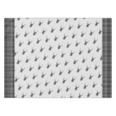 グレー素朴タータンチェック及びスタグヘッドアントラー テーブルクロス (正面(横))