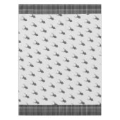 グレー素朴タータンチェック及びスタグヘッドアントラー テーブルクロス (正面)