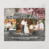 グレー素朴ダスティピンクのバラの写真の保存日付 (正面)