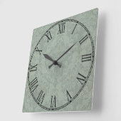 グレー素朴ダマスクヴィンテージ壁紙 スクエア壁時計 (傾斜)