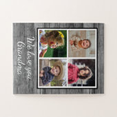 グレー素朴バーンウッド4フォトコラージュグランマ ジグソーパズル (横)