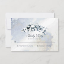 グレー素朴フローラ水彩結婚式RSVP
