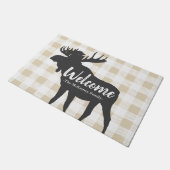 グレー素朴ムースシルエット&ファミリー名ようこそ ドアマット (アングル)