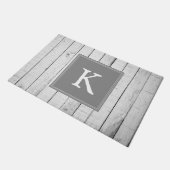 グレー素朴モノグラム形式 ドアマット (アングル)