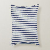 グレー素朴リネン&ネイビーブルーストライプパタン アクセントクッション (正面(垂直))