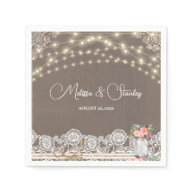 グレー素朴レースストリングライトメイソンジャー結婚ズ