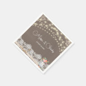 グレー素朴レースストリングライトメイソンジャー結婚ズ スタンダードカクテルナプキン (角)