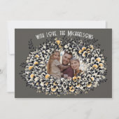 グレー素朴ヴィンテージスタイルバードネストファミリーフォト シーズンカード (裏面)